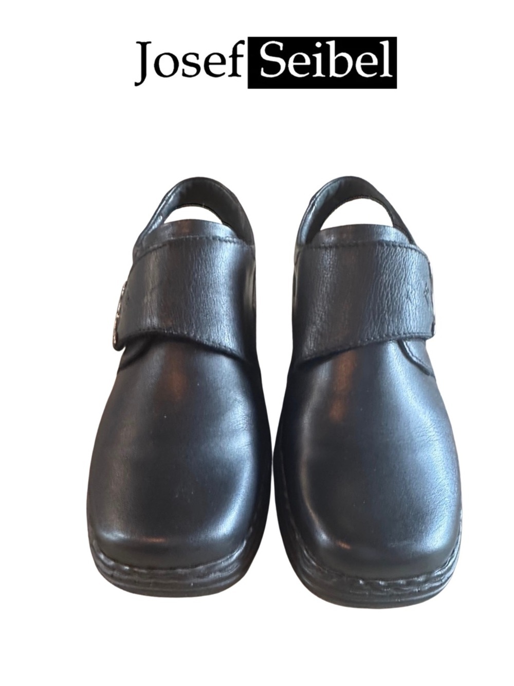 Josef Seibel Theresa Black Leather Velcro Shoes US 9 EU 39 shock absorb nursing - Picture 3 of 9